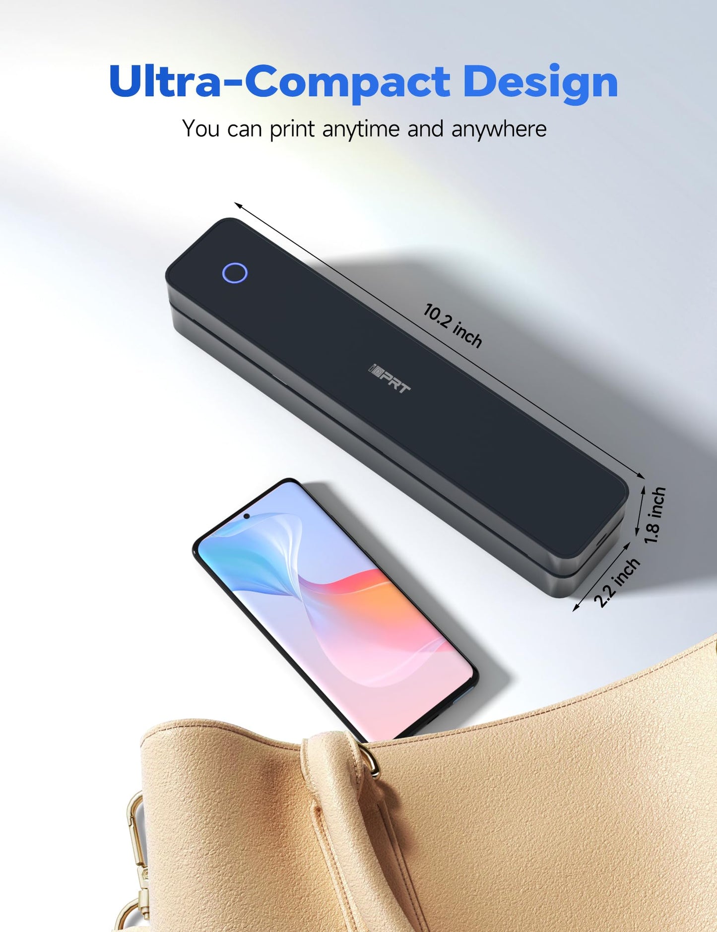 iDPRT MT610pro Portable Thermal Printer for Travel, 300DPi A4 Small Wireless Printer for Office, Homework, Study, Notes with 300DPI Density, Compatible with iOS, Android, Tablet & Laptop- Black