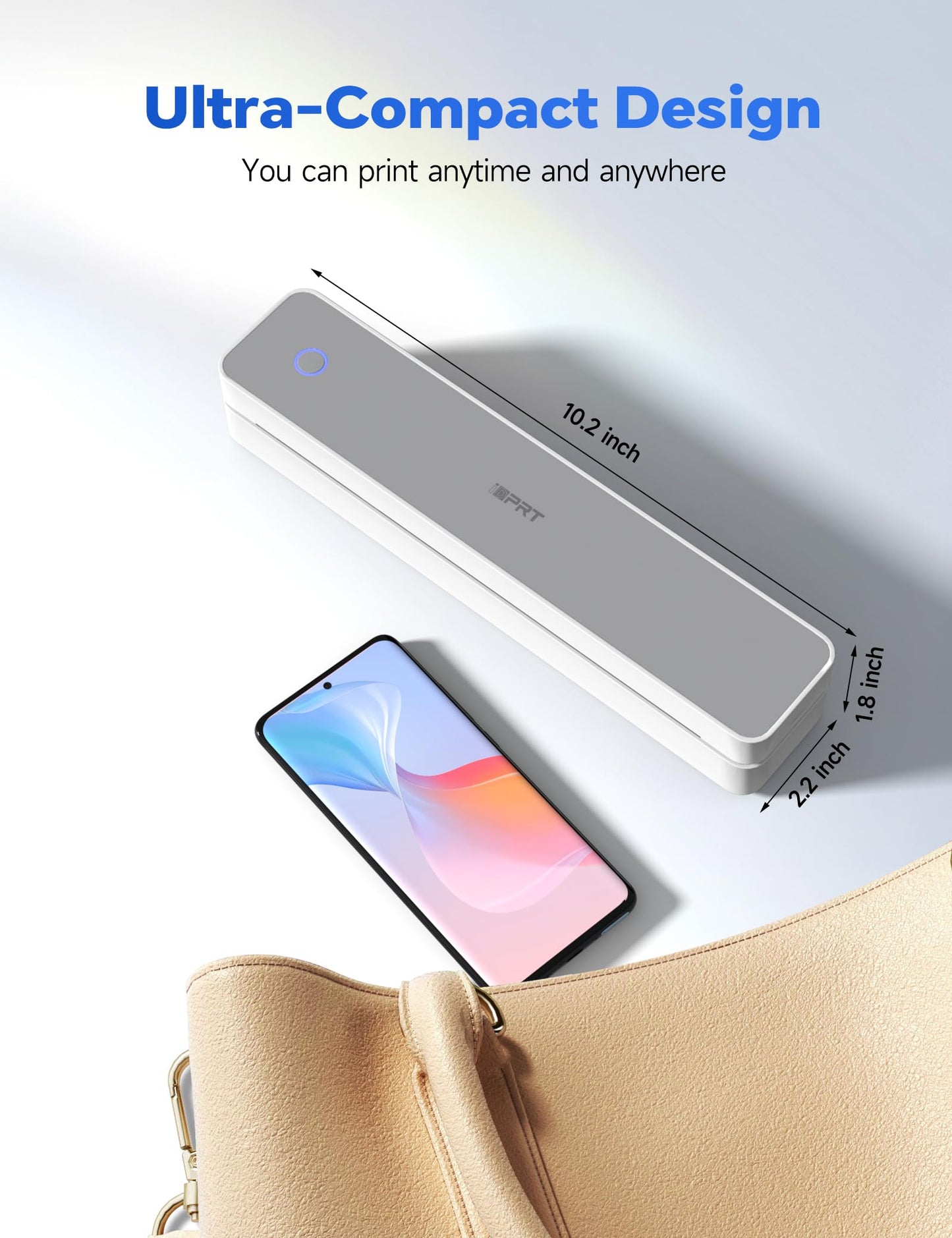 iDPRT MT610pro Portable Thermal Printer for Travel, 300DPi A4 Small Wireless Printer for Office, Homework, Study, Notes with 300DPI Density, Compatible with iOS, Android, Tablet & Laptop- Black