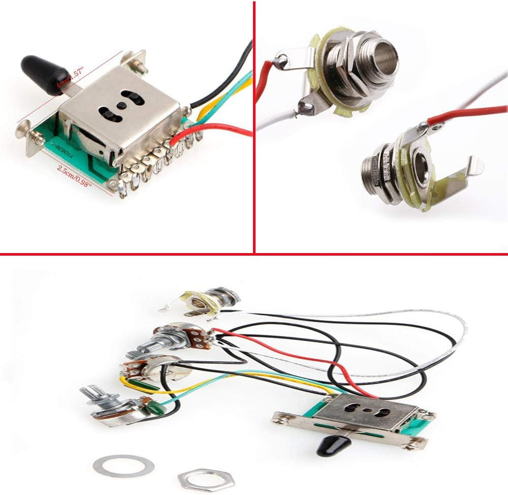 Electric Guitar Wiring Harness Kits for Strat Style Guitar Replacement, 2T1V Con