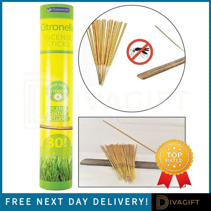 CITRONELLA INCENSE STICKS OUTDOOR GARDEN ANTIMOSQUITO INSECT REPELLER FRAGRANCED