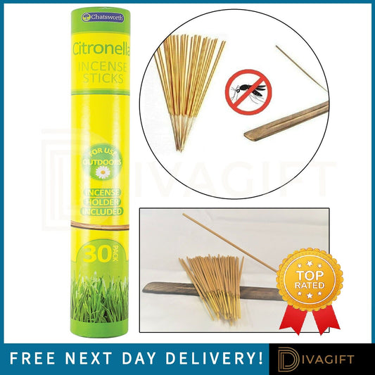 CITRONELLA INCENSE STICKS OUTDOOR GARDEN ANTIMOSQUITO INSECT REPELLER FRAGRANCED