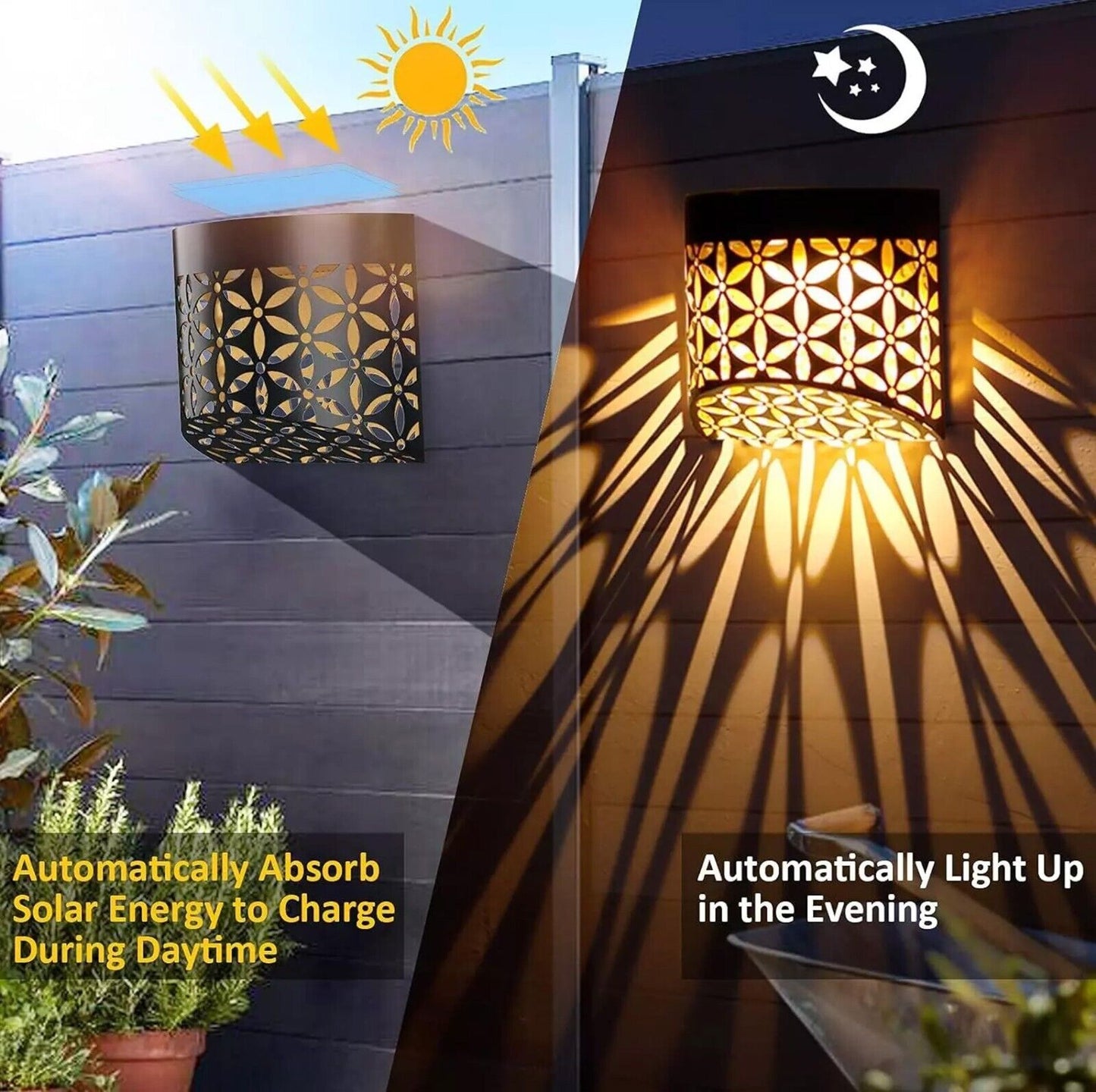 4x Super Bright Solar Powered Door Fence Wall Lights Led Outdoor Garden Lamp