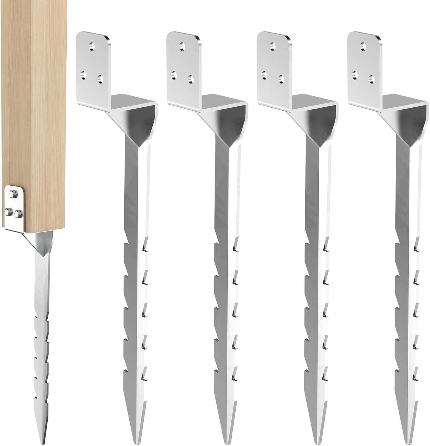 4Pcs Fence Post Anchor Ground Spike Wooden Post Anchor Ground Spike Swing Fixing